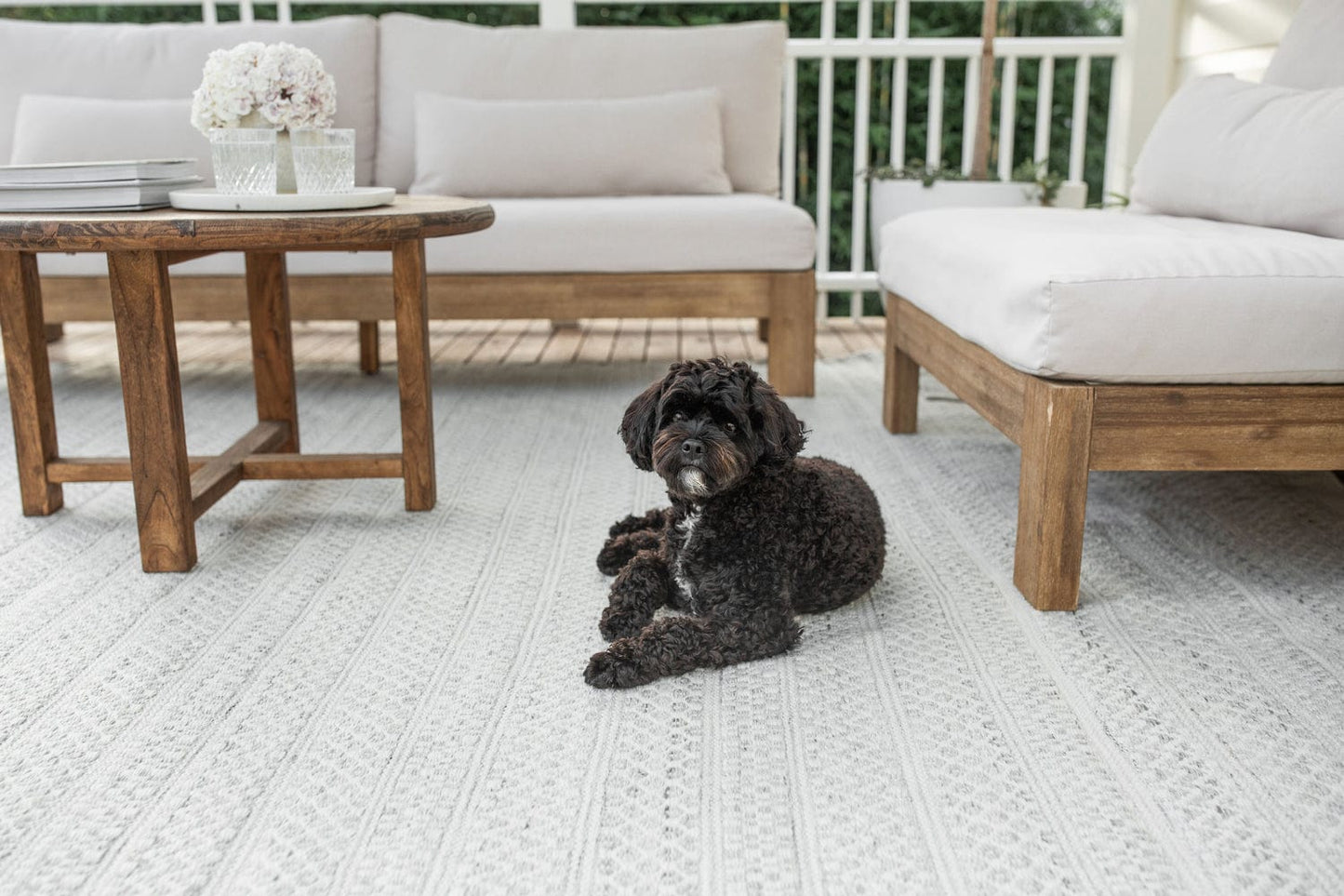 Hazel Cream and Grey Indoor Outdoor P.E.T Rug