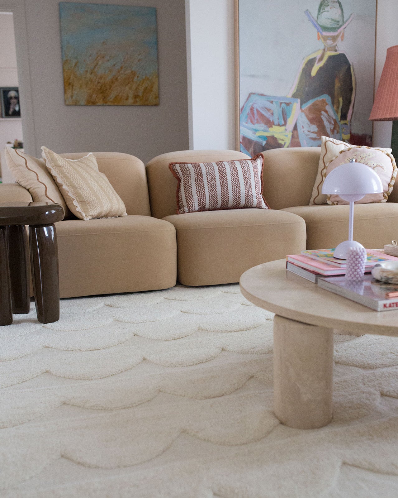 Hikari Ivory Scallop Washable Wool Rug