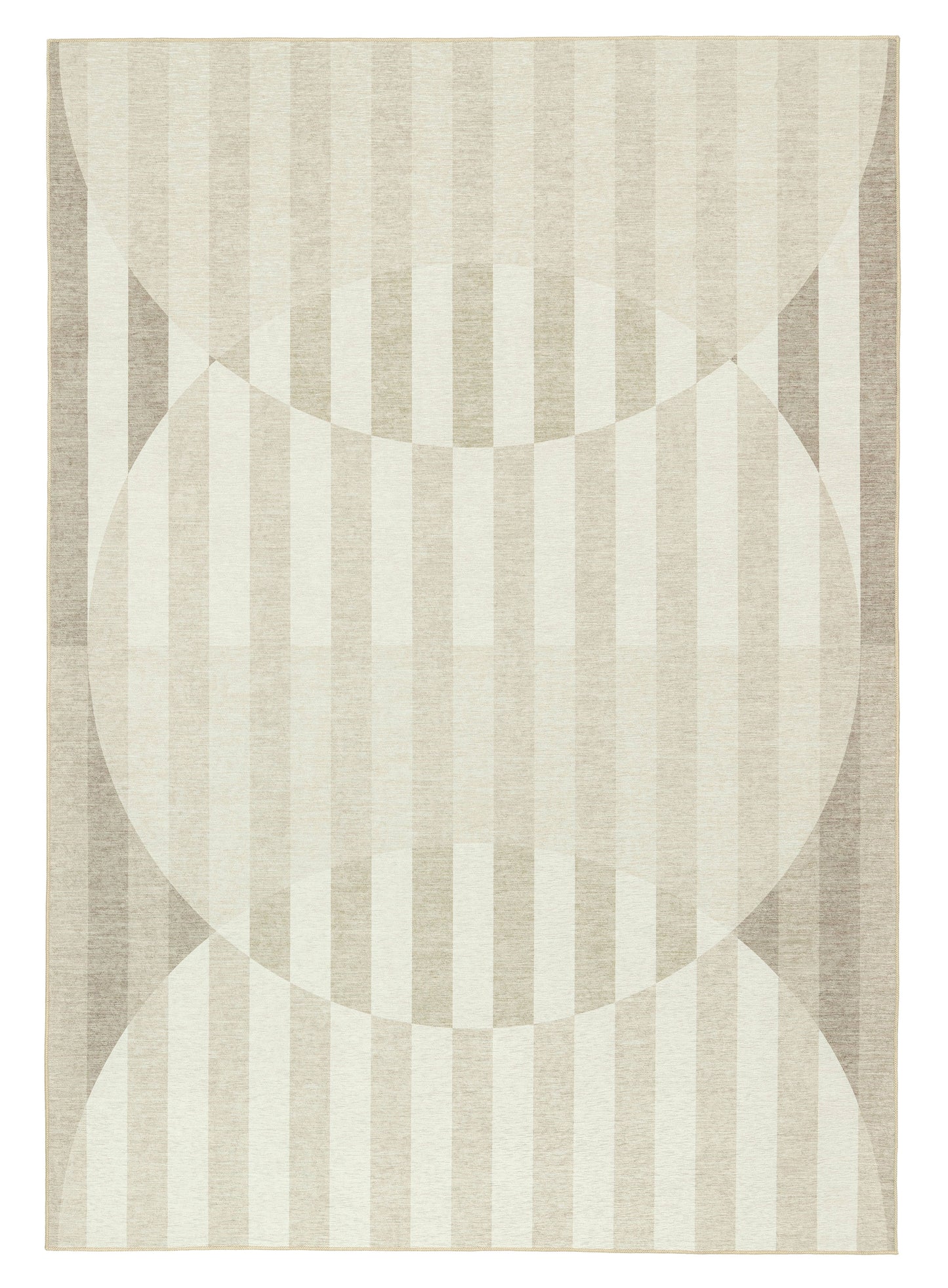 Icarus Soft Sand and Warm Taupe Abstract Circle Indoor Outdoor Rug