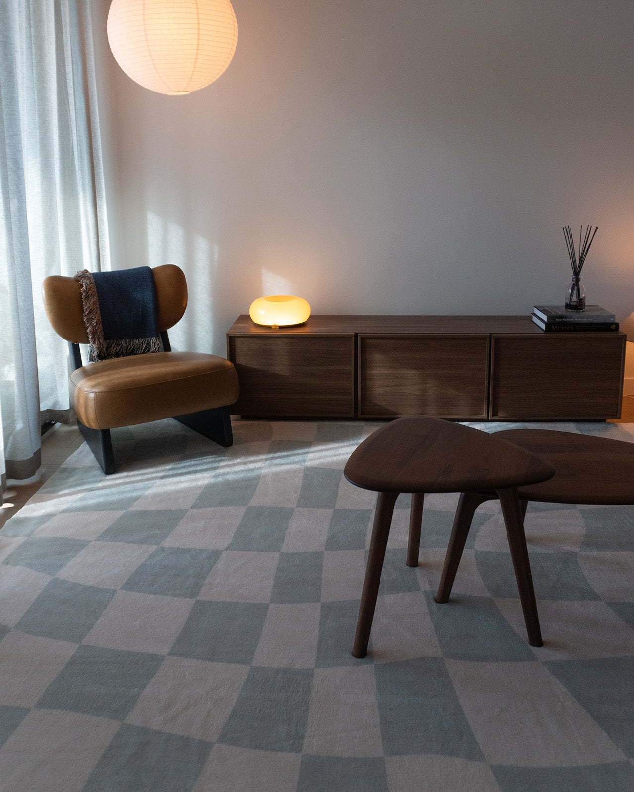 Ilenna Green and Ivory Abstract Checkered Washable Rug