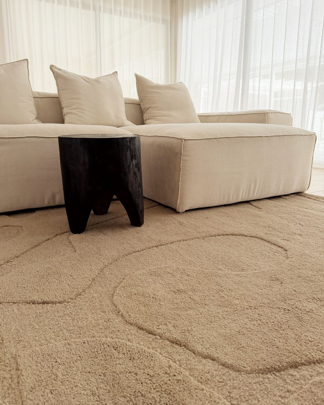 Imelda Taupe Carved Wool Rug