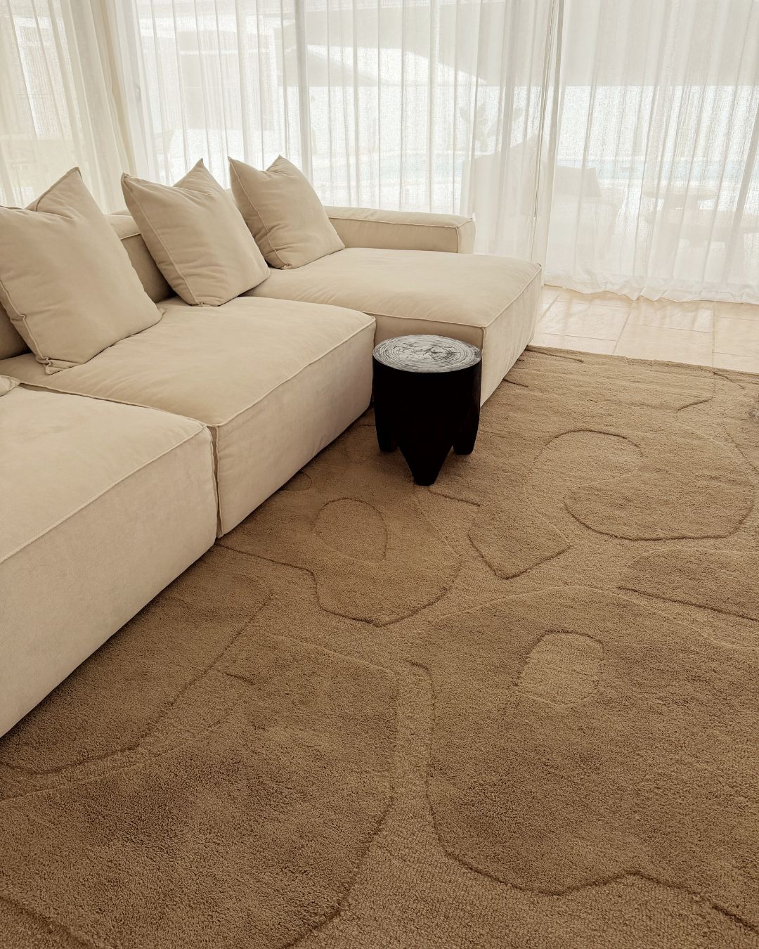 Imelda Taupe Carved Wool Rug