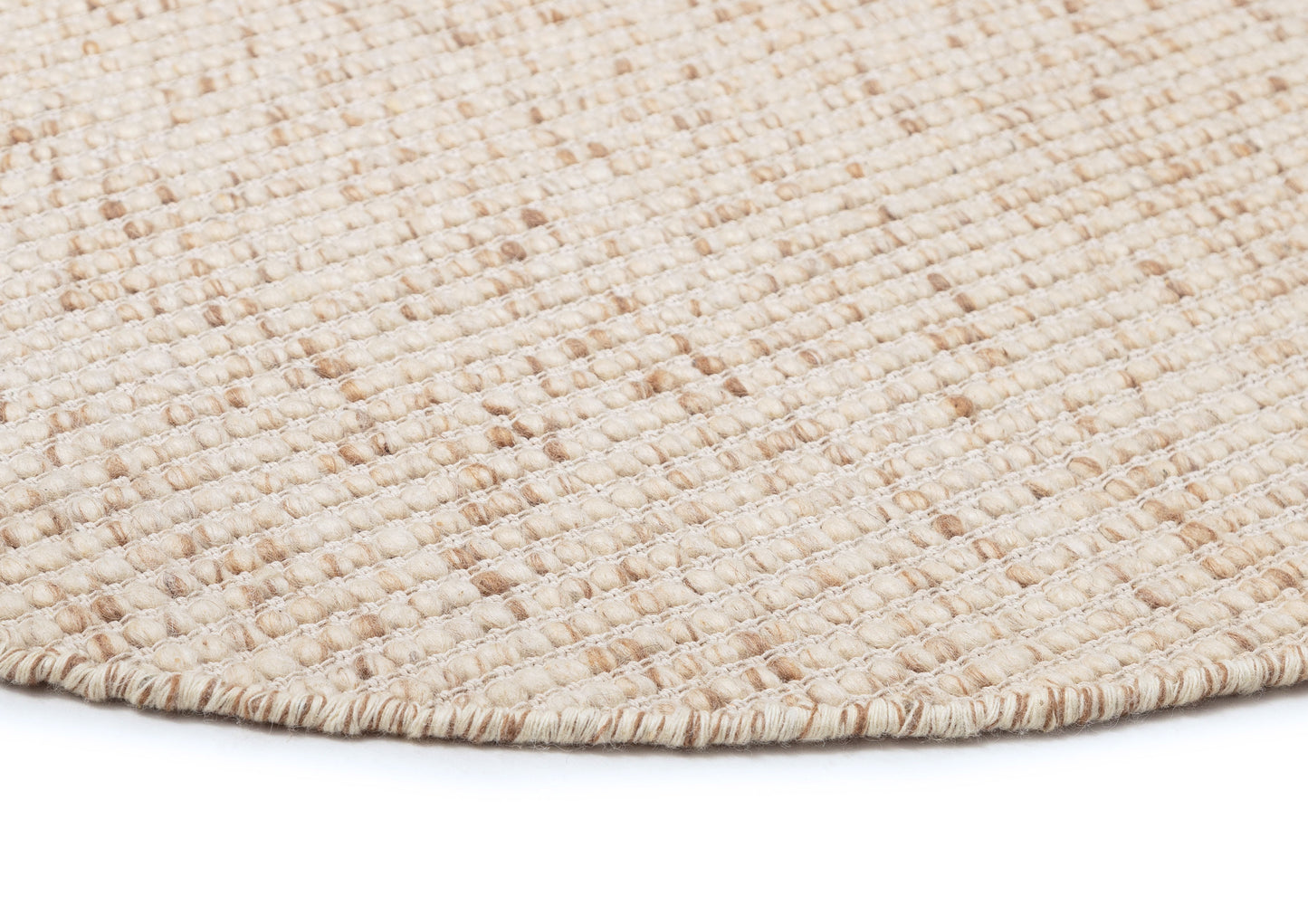 Indya Marbled Cream and Beige Chunky Wool Round Rug