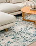 Iris Blue Grey and Beige Distressed Floral Rug