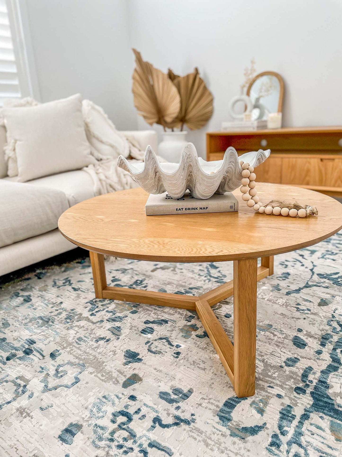 Iris Blue Grey and Beige Distressed Floral Rug
