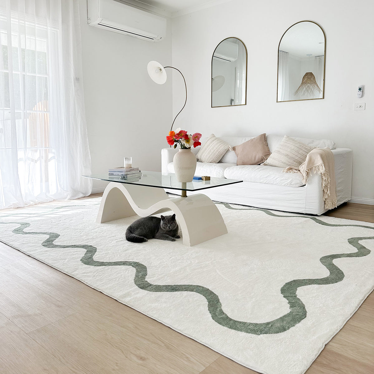 Jamie Rug Jamie Green Wiggle Bordered Washable Rug