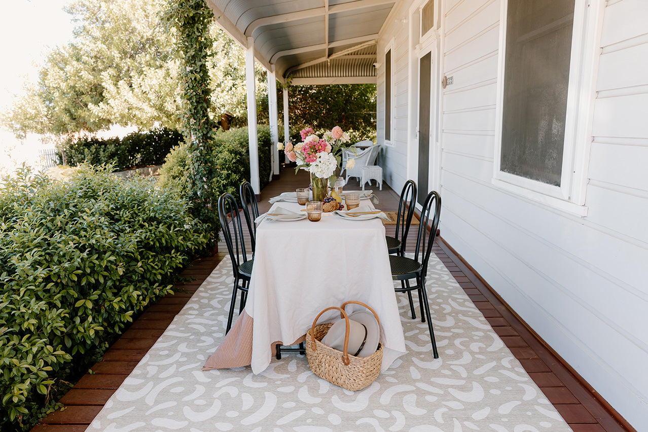 Jazlyn Beige Cream Indoor Outdoor Washable Rug