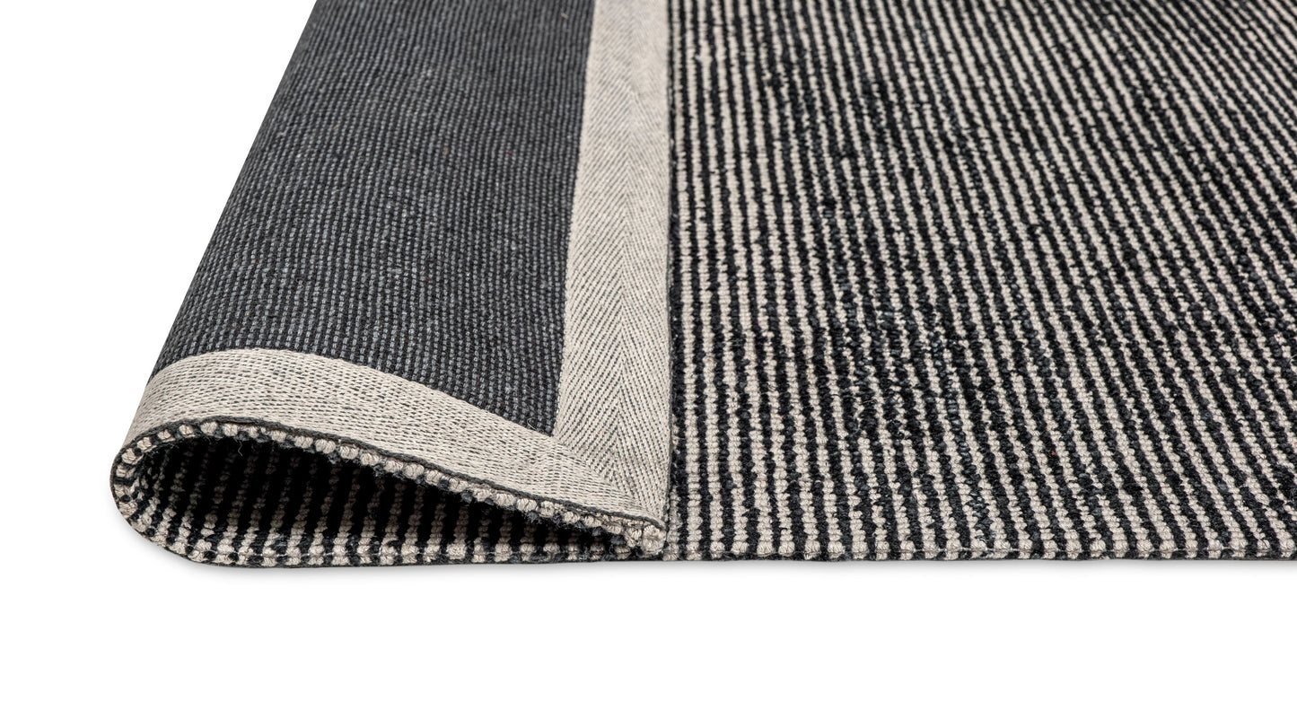 Jena Midnight Blue and White Hand Loomed Cotton Rug