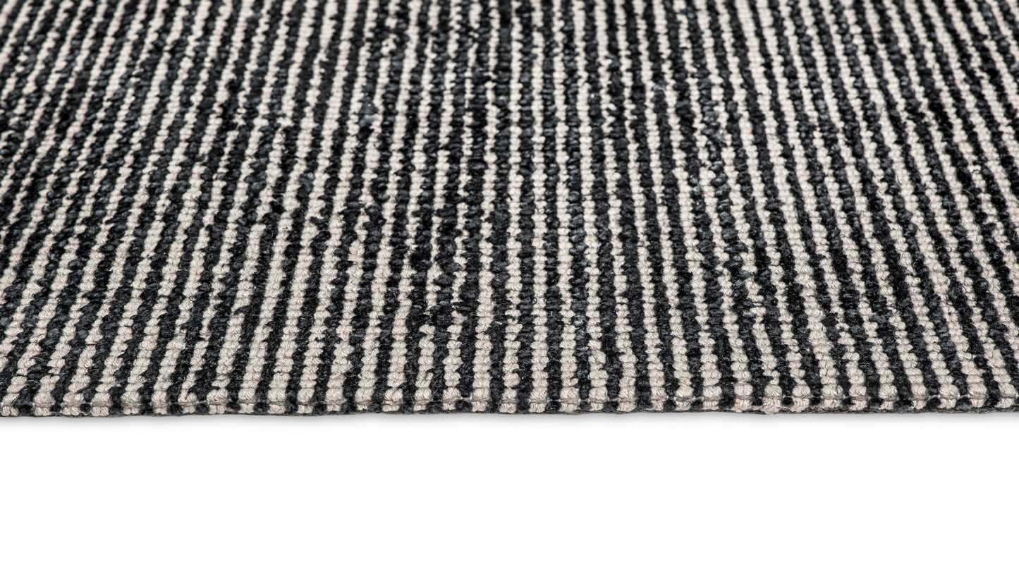 Jena Midnight Blue and White Hand Loomed Cotton Rug
