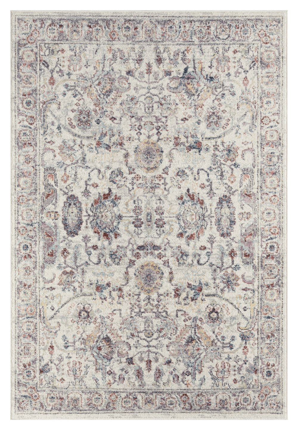 Jinnie Cream and Purple Multi-Colour Distressed Rug