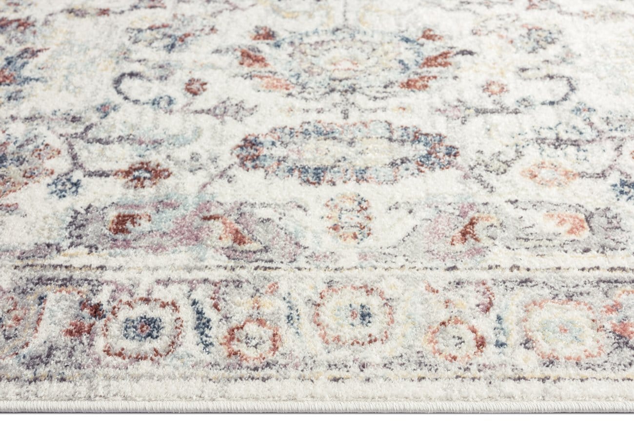 Jinnie Cream and Purple Multi-Colour Distressed Rug