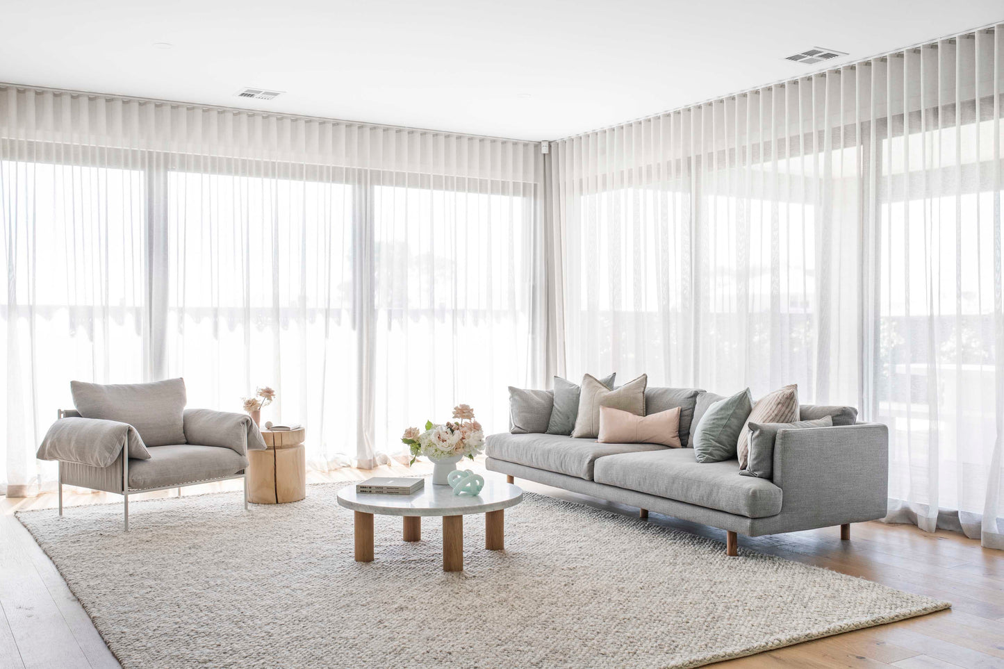 Joely Light Grey and Ivory Marble Looped Rug