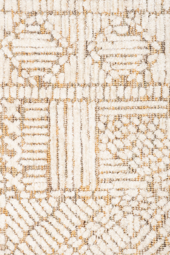 Jordan Mustard and Beige Geometric Modern Round Rug