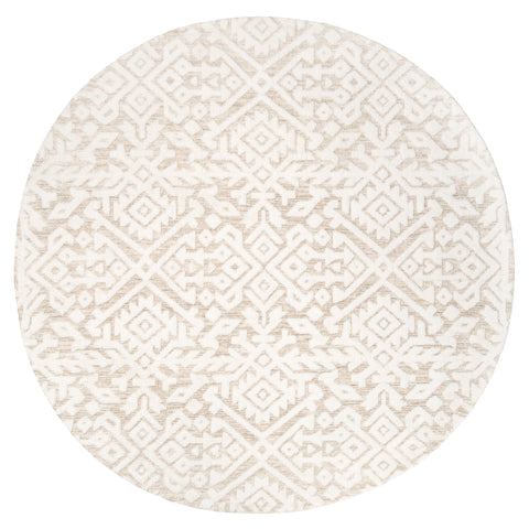 Josephine Ivory and Cream Tribal Transitional Round Rug