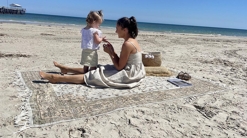 Josie Neutral Beige Boho Picnic Rug