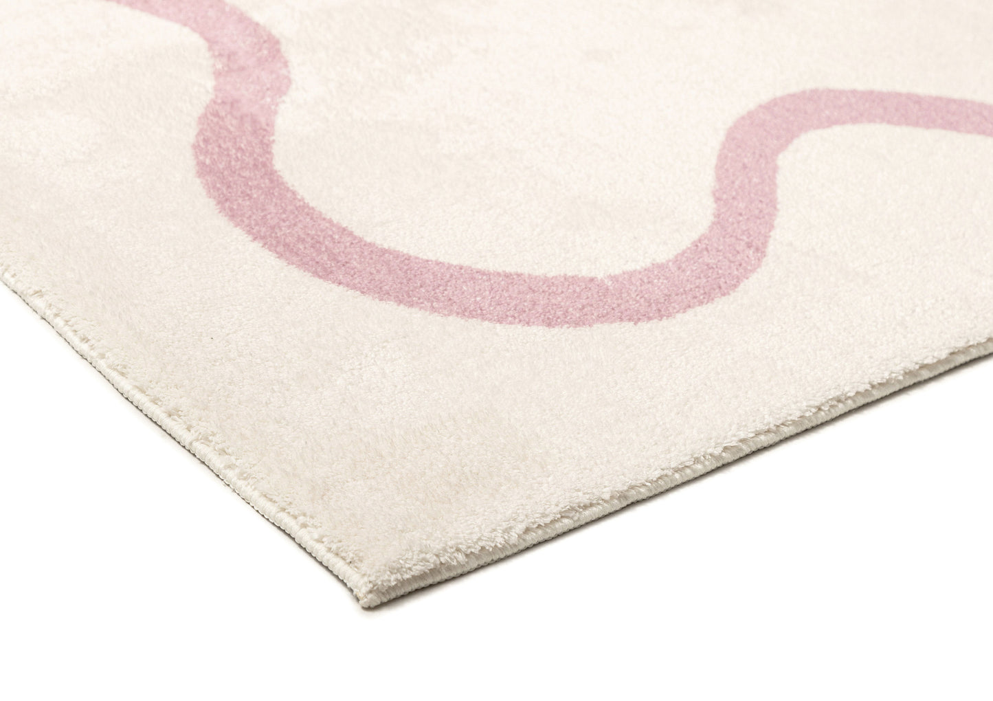 Juliana Pink and Cream Wiggle Bordered Washable Rug
