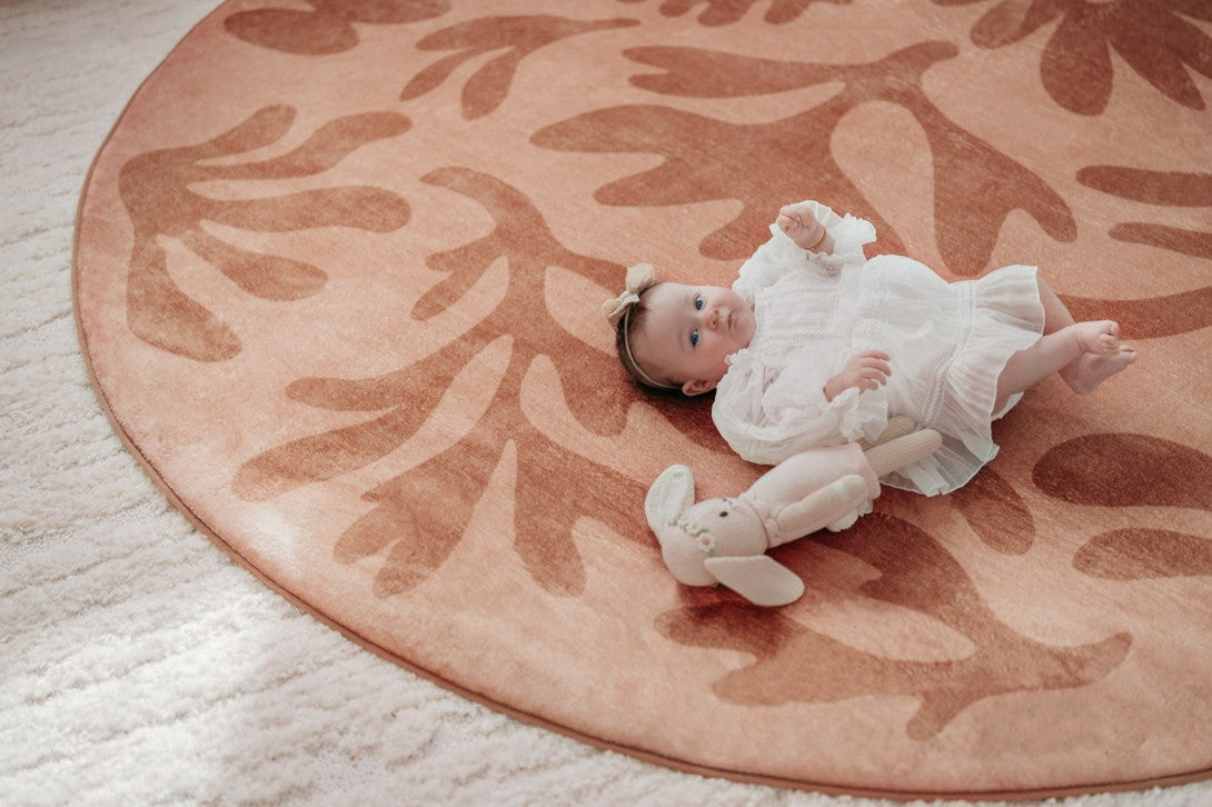 Juno Pink Terracotta Shapes Rollie Pollie Round Playmat