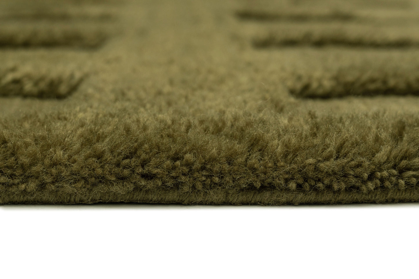 Kahlen Dark Green Geometric Wool Shag Rug