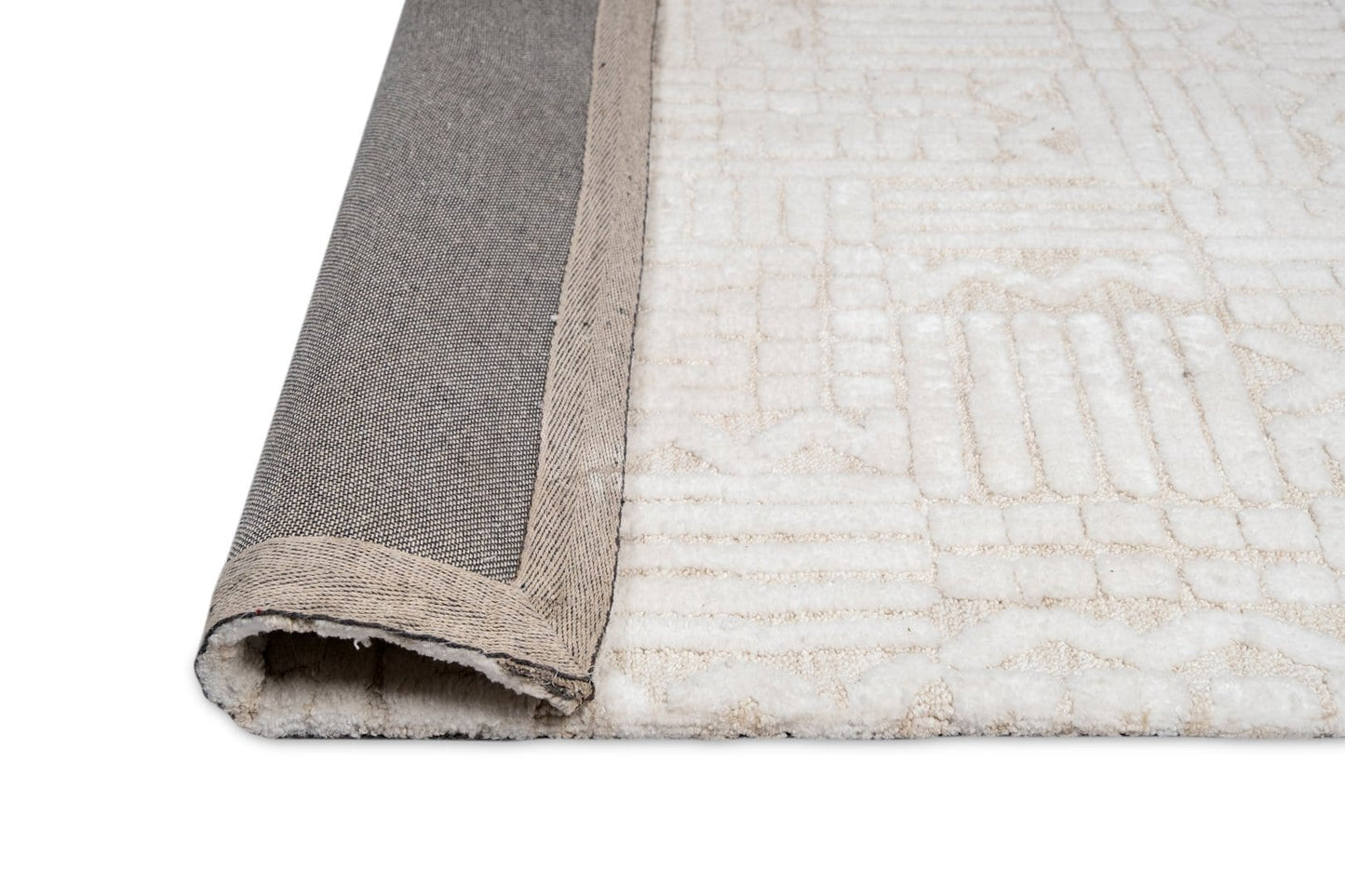 Kalinda Beige and Ivory Geometric Tribal Rug