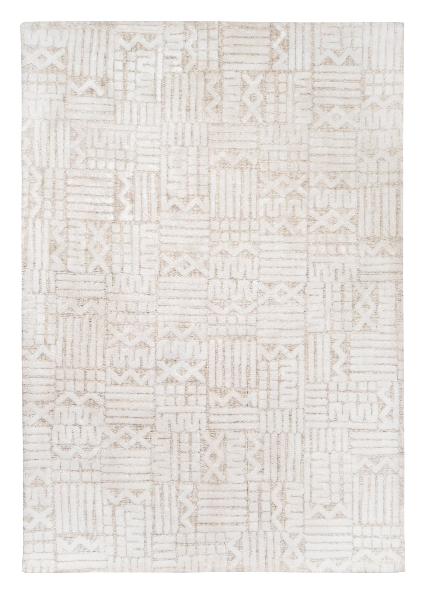 Kalinda Beige and Ivory Geometric Tribal Rug