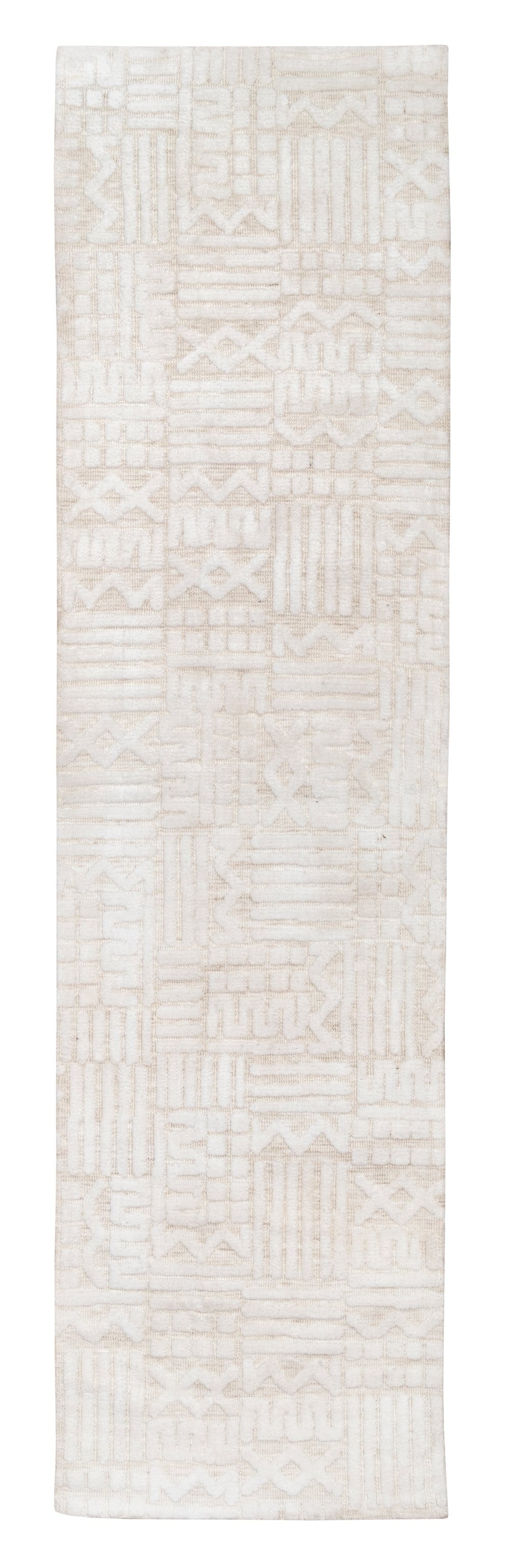 Kalinda Beige and Ivory Geometric Tribal Runner Rug *NO RETURNS UNLESS FAULTY