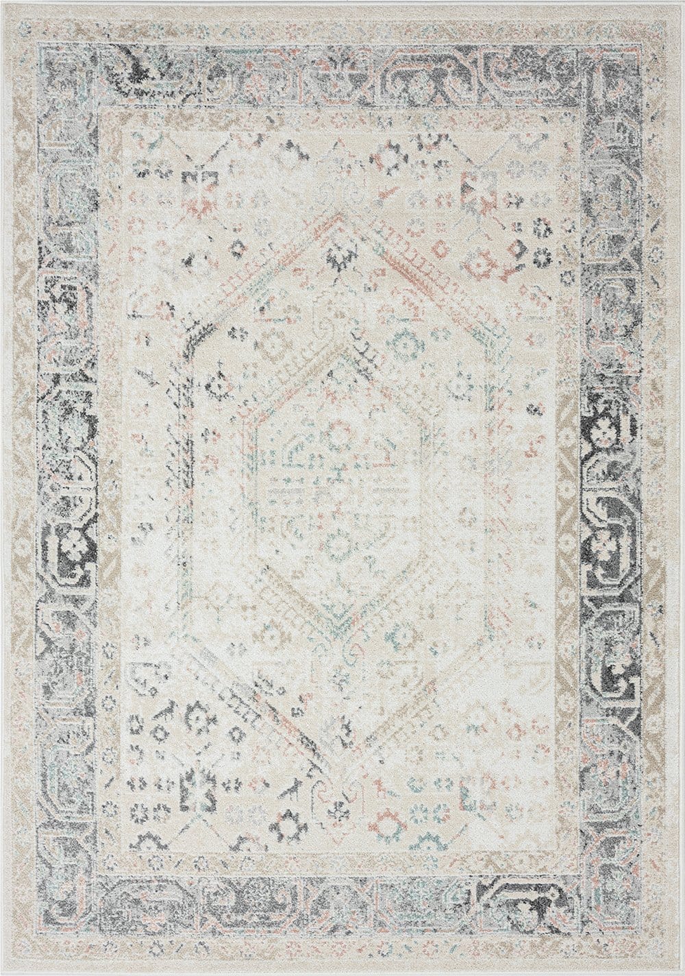 Katya Cream And Grey Multi-Colour Traditional Floral Rug