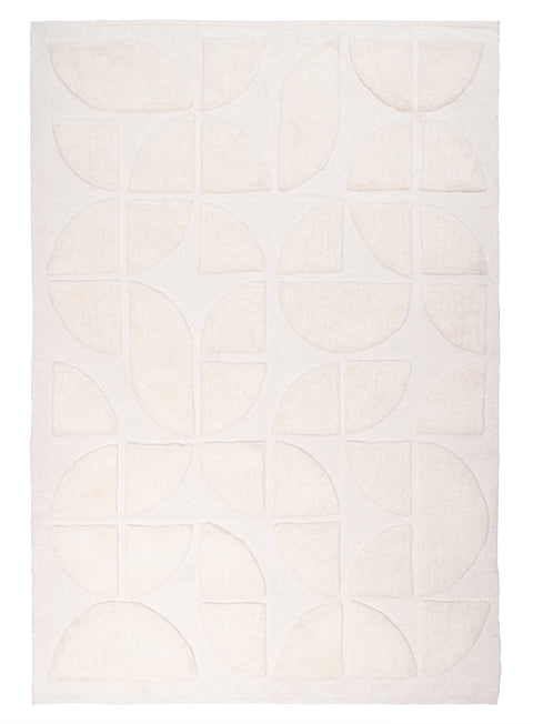 Kikko Geometric Cream Washable Wool Rug