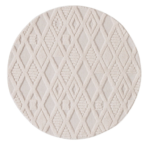 Kira Diamond Detail Textured Round Rug