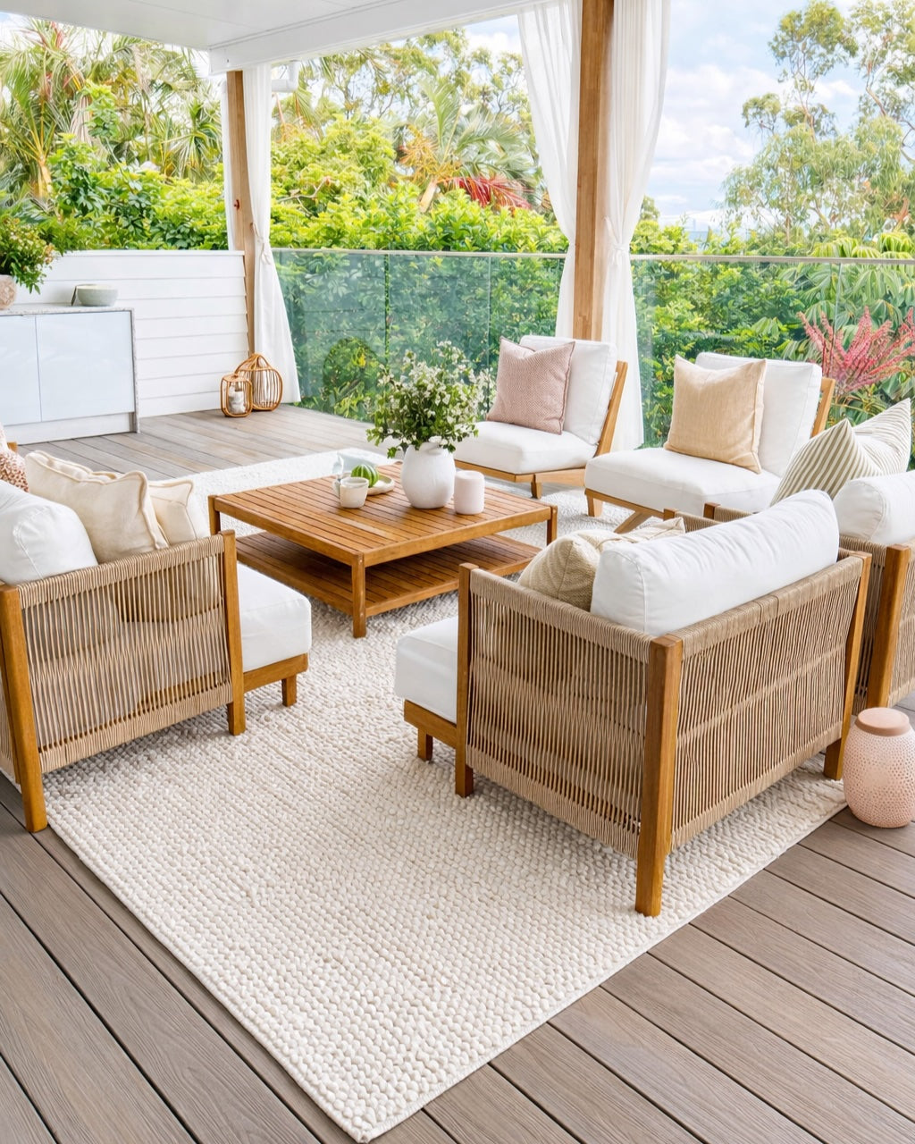 Looped Outdoor Rug Kirsi Ivory Looped Indoor Outdoor P.E.T Rug