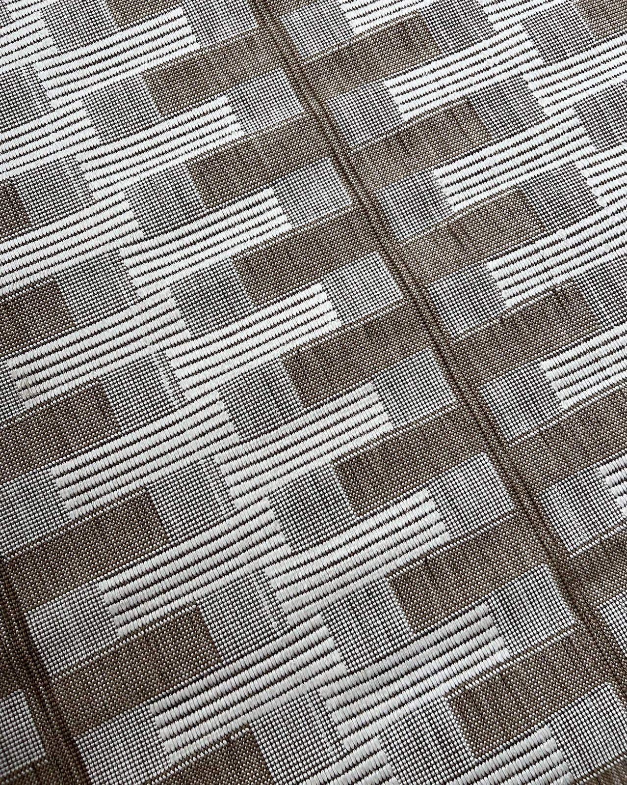 Krystal Brown and Ivory Geometric Flatweave Indoor Outdoor Rug