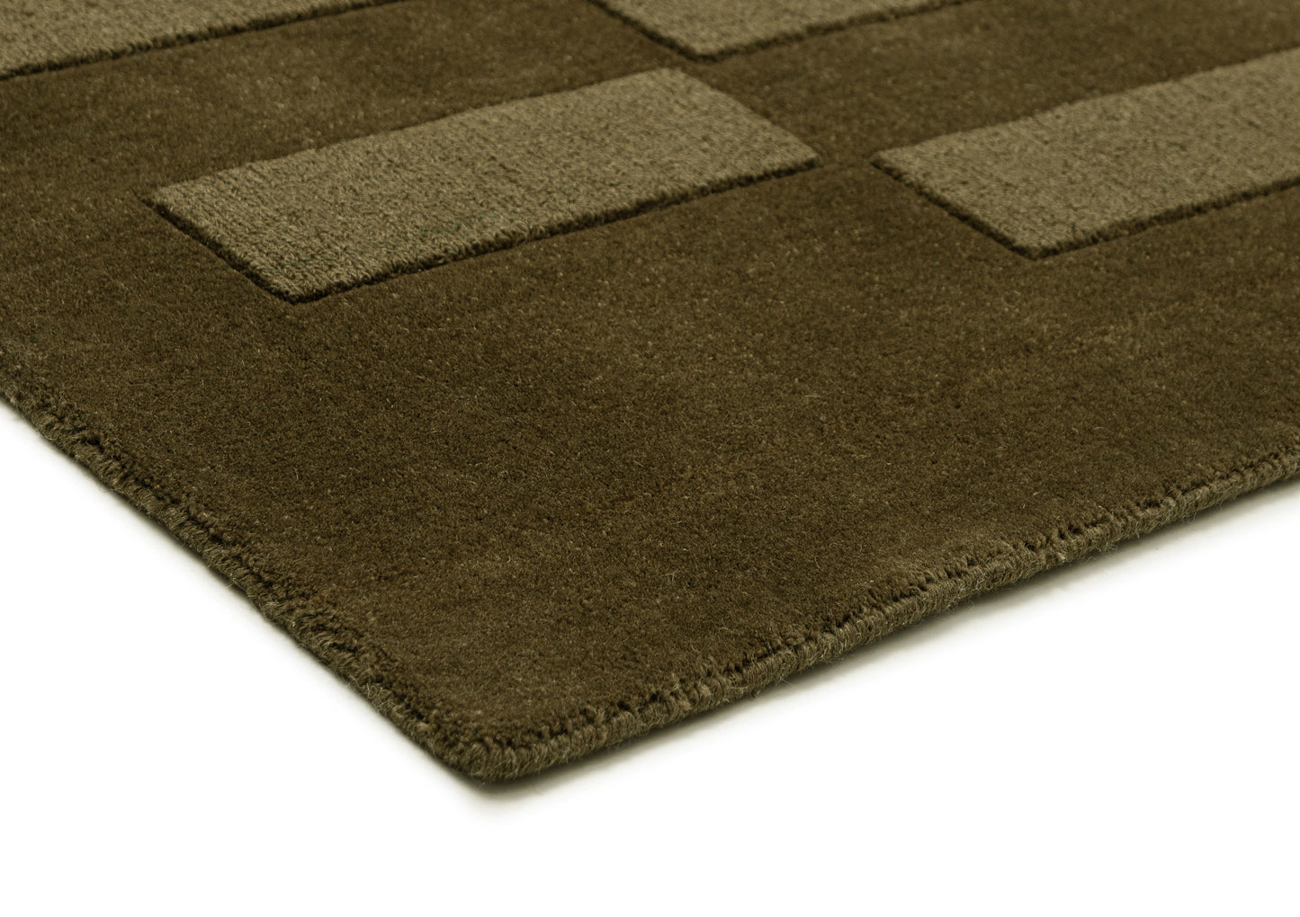 Leighton Olive Handloom Geometric Wool Rug