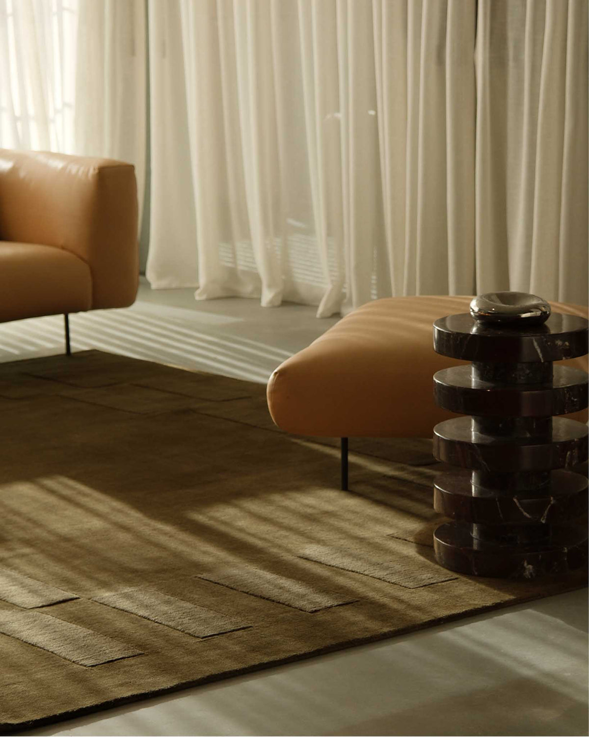 Leighton Olive Handloom Geometric Wool Rug