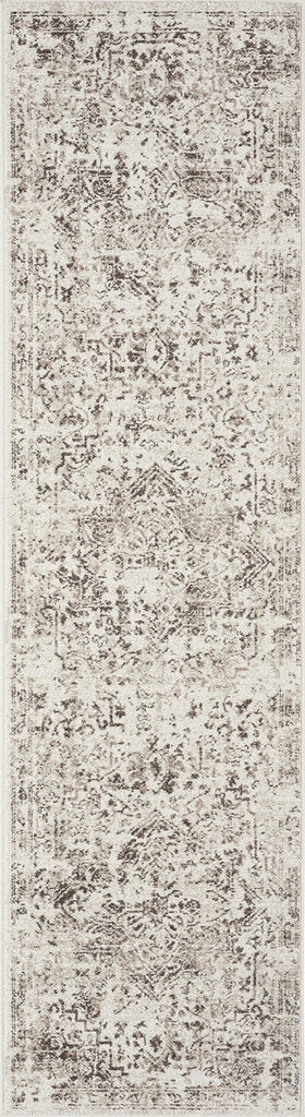 Liliana Cream And Brown Traditional Distressed Floral Runner Rug
