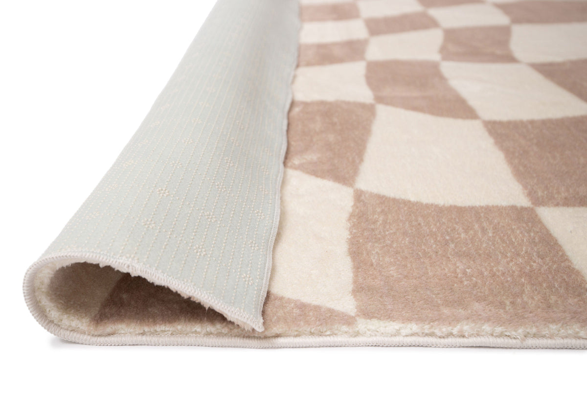 Logan Beige and Ivory Abstract Checkered Washable Rug – Miss Amara (NZ)