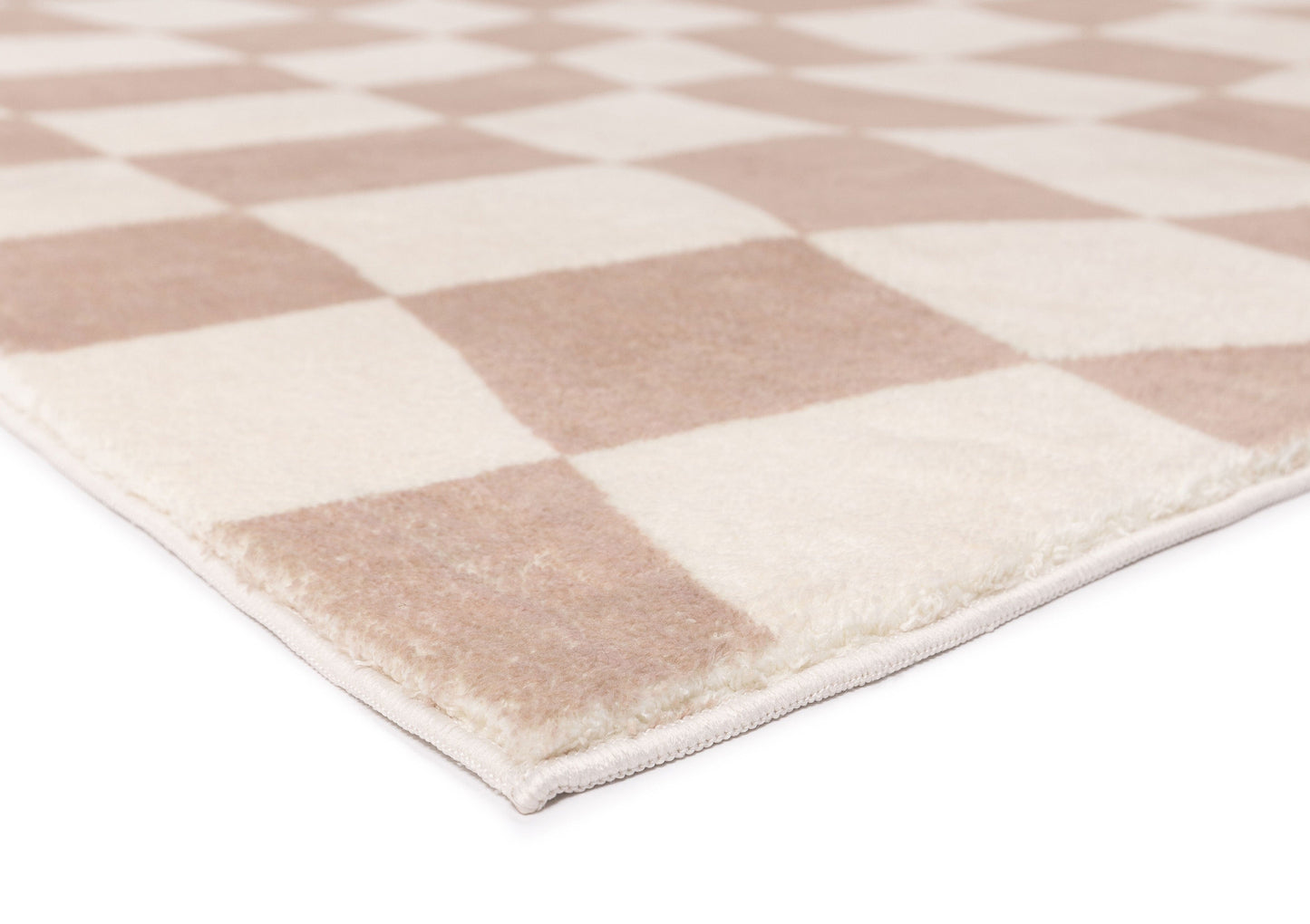 Logan Beige and Ivory Abstract Checkered Washable Rug