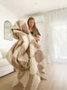 Logan Beige and Ivory Abstract Checkered Washable Rug