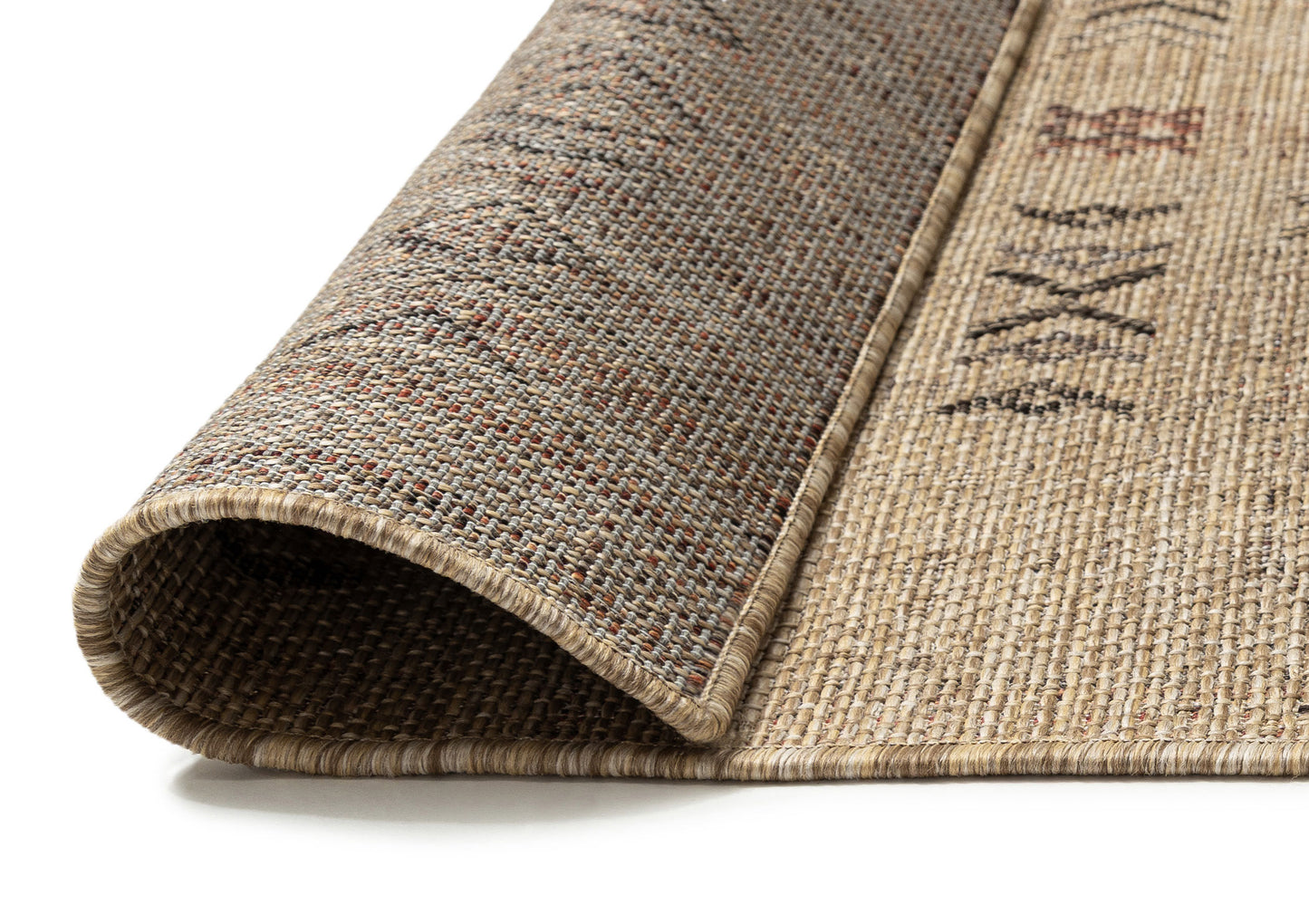 Loom Sand Beige and Stone Tribal Pattern Indoor Outdoor Runner Rug
