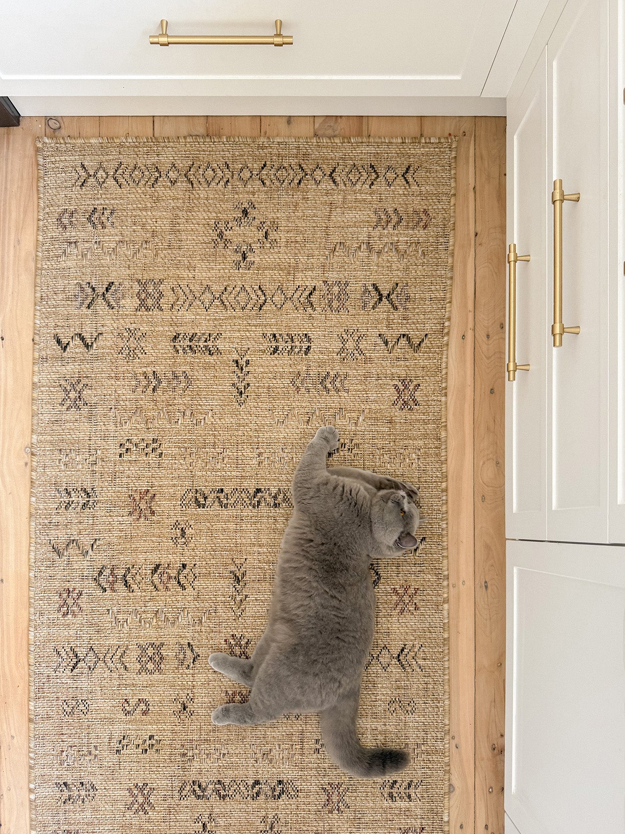 Loom Sand Beige and Stone Tribal Pattern Indoor Outdoor Runner Rug