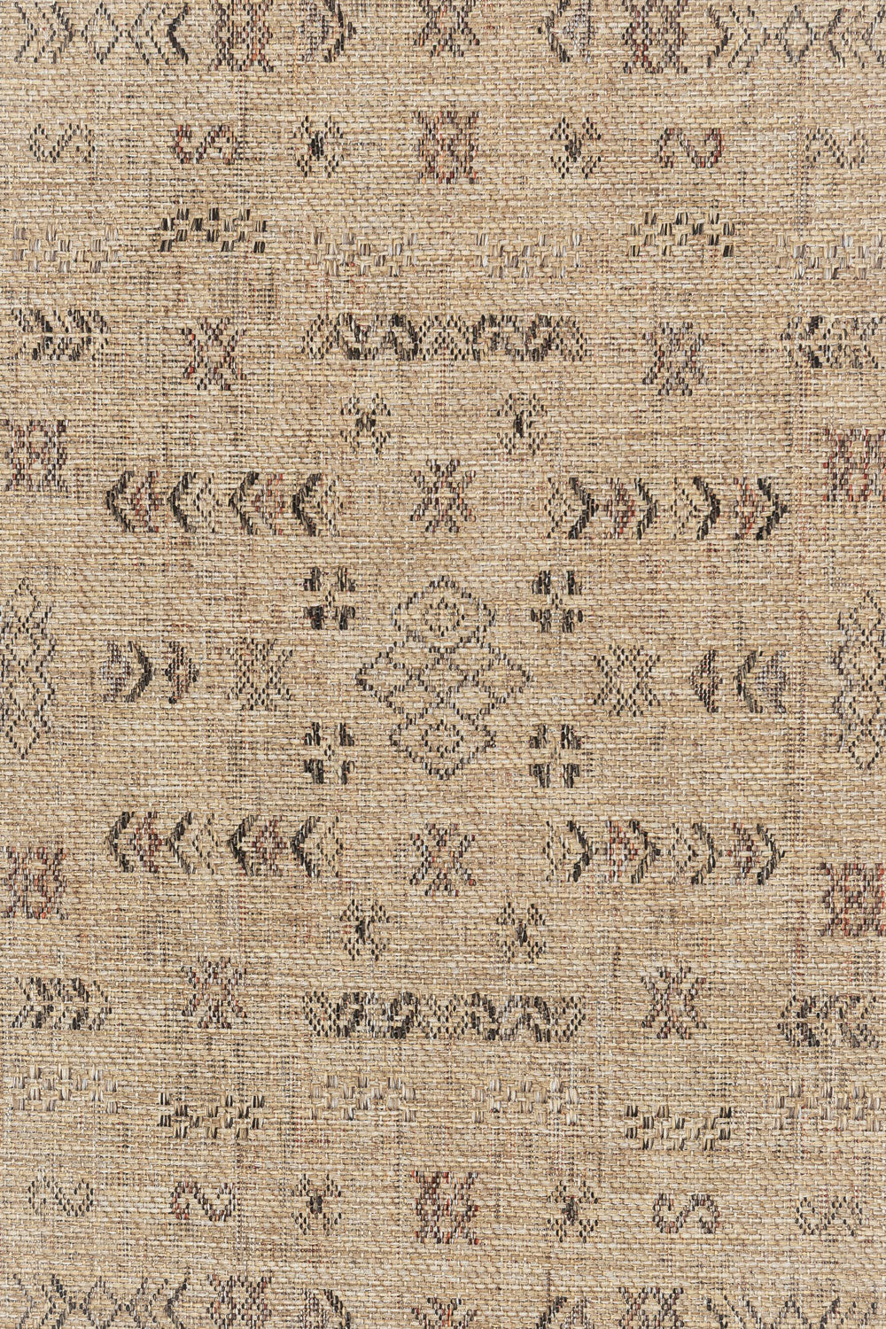 Loom Sand Beige and Stone Tribal Pattern Indoor Outdoor Runner Rug