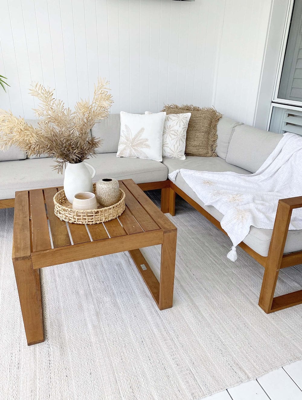 Loretta Cream and Grey Indoor Outdoor P.E.T Rug