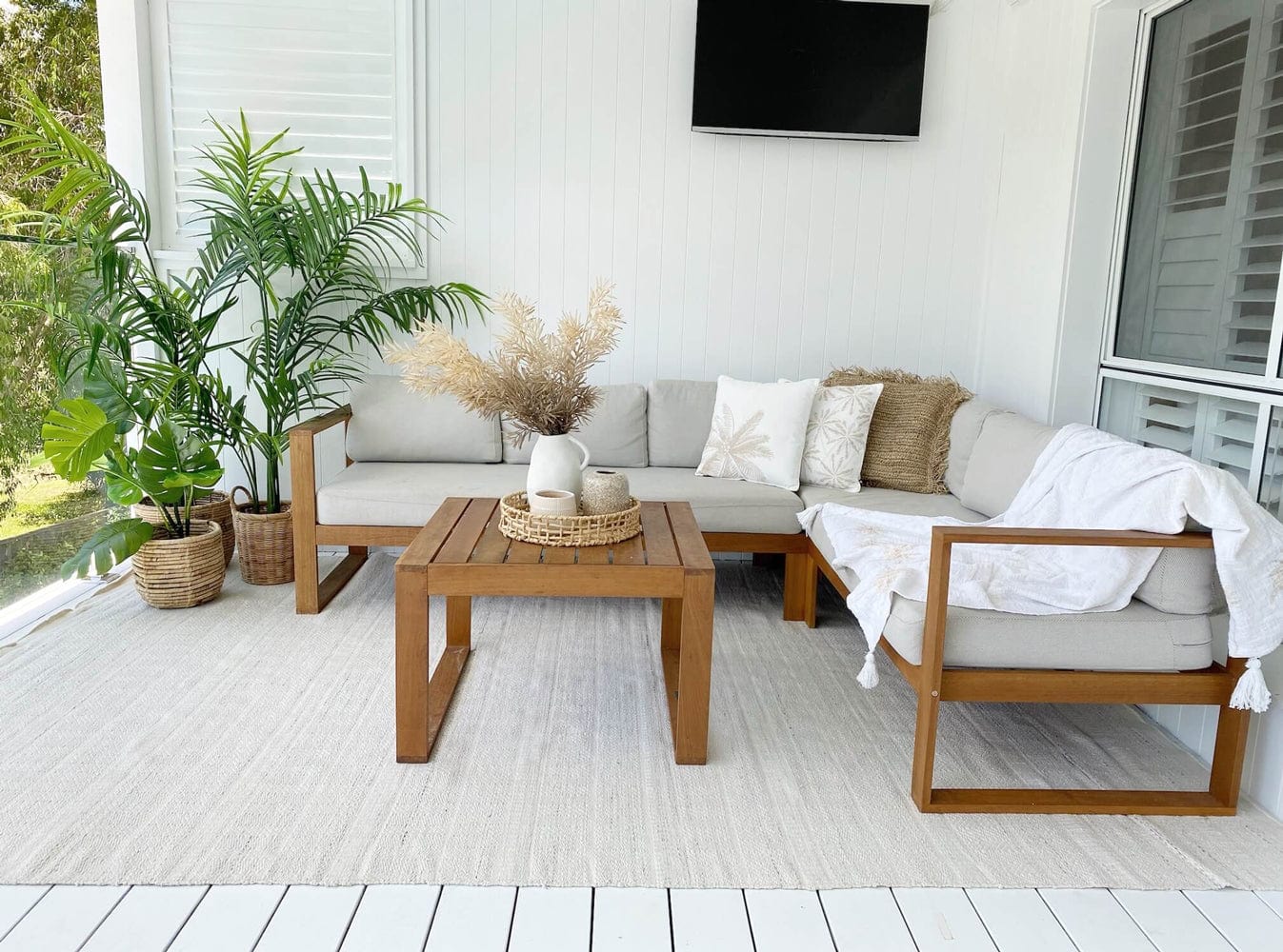 Loretta Cream and Grey Indoor Outdoor P.E.T Rug