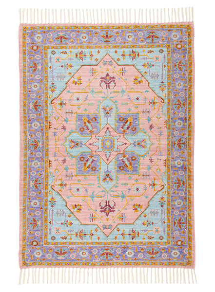 Lupita Blue and Purple Floral Picnic Rug