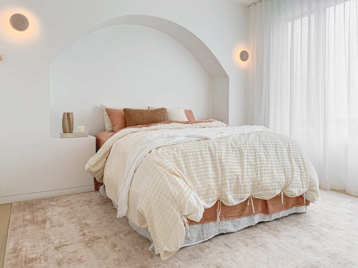 Lyla Blush Peach Distressed Viscose Rug
