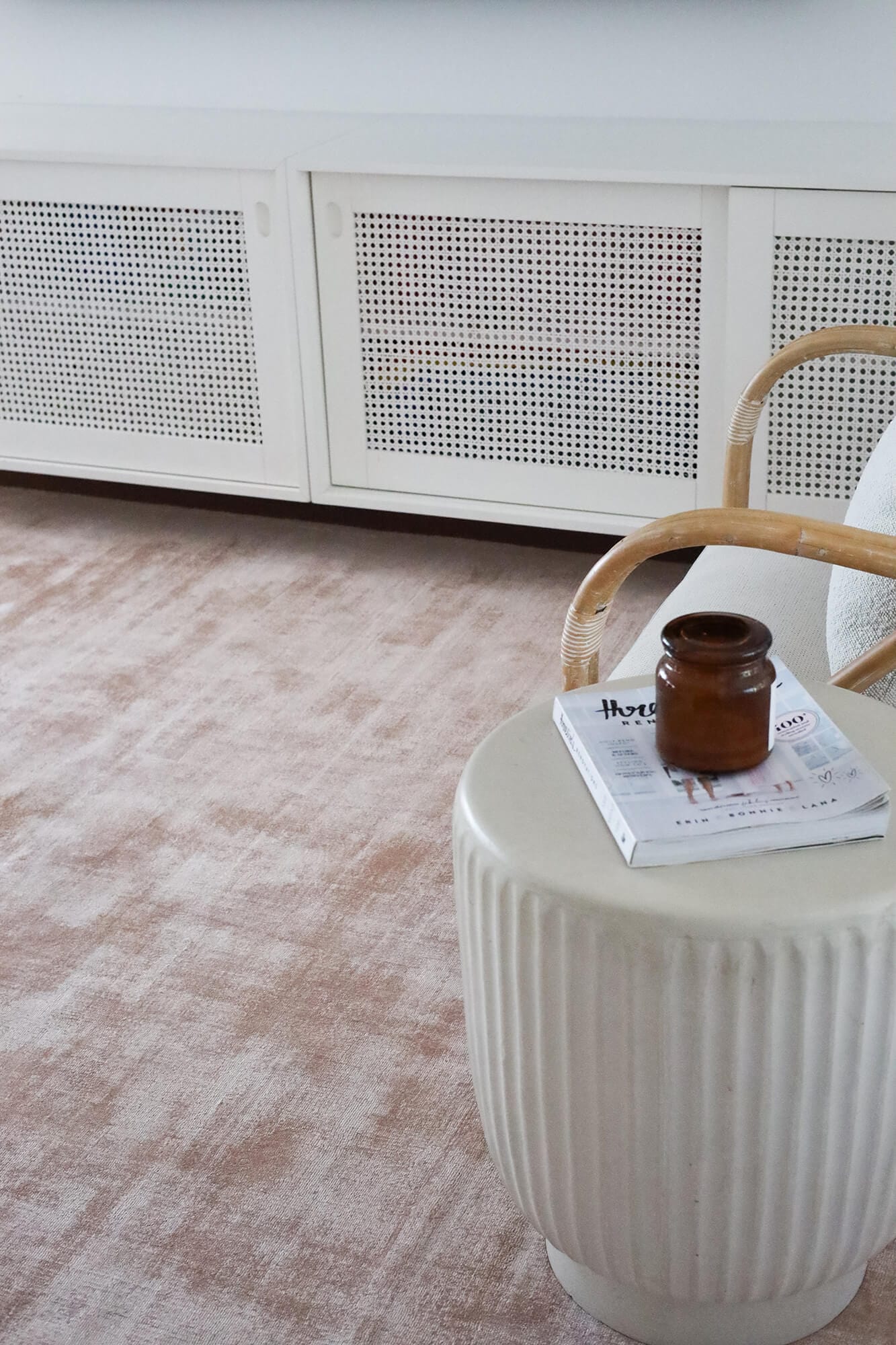 Lyla Blush Peach Distressed Viscose Rug