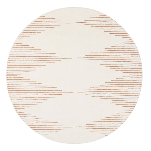 Lyra Ivory and Brown Diamond Stripe Washable Round Rug