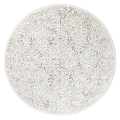 Madison Ivory And Grey Traditional Distressed Round Rug *NO RETURNS UNLESS FAULTY