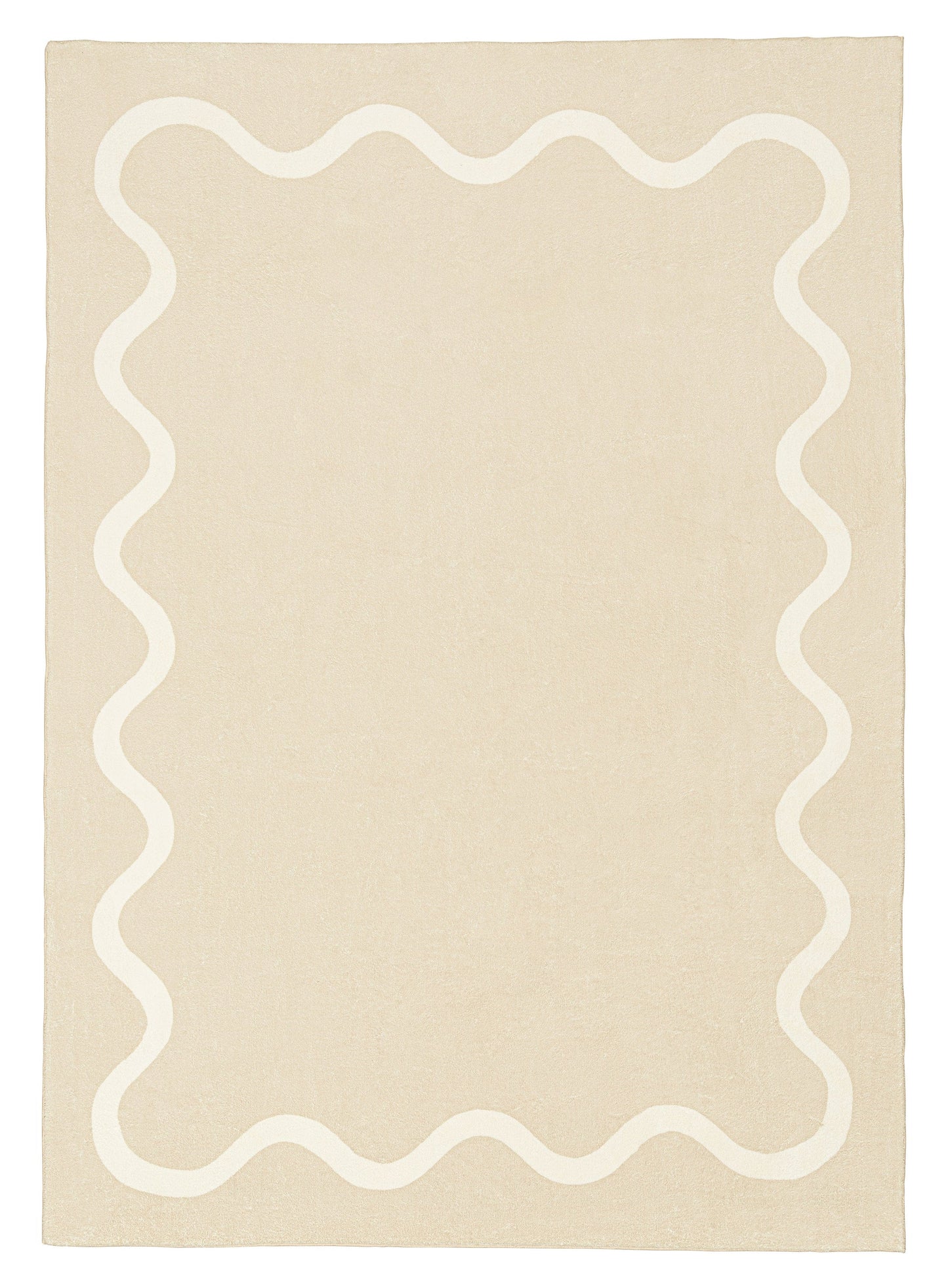 Mahali Beige Ivory Wiggle Bordered Washable Rug