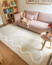 Mahali Beige Ivory Wiggle Bordered Washable Rug