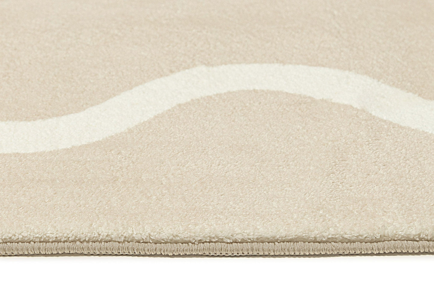 Mahali Beige Ivory Wiggle Bordered Washable Rug