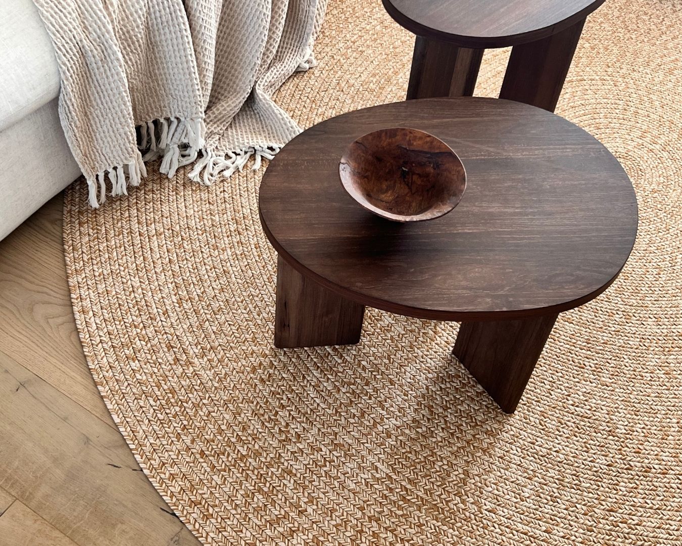Malia Beige Braided Flatweave Indoor Outdoor Round Rug